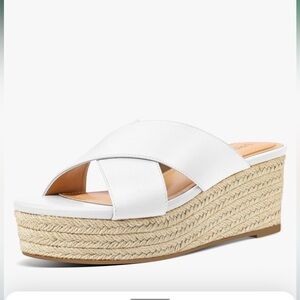 NEW Criss Cross Platform Wedge Sandals Open Toe Espadrille Heels